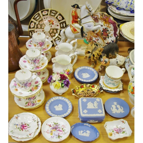 167 - Decorative Ceramics - Royal Crown Derby Posies pattern coffee setting, others, etc; Wedgwood jasperw... 