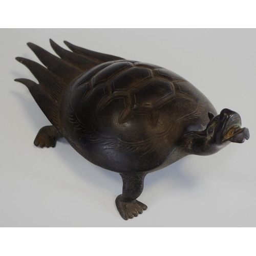 29 - Chinese School, a 19th century  bronze of a dragon turtle, 30cm long