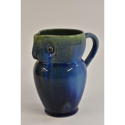 3034 - A Bourne Denby Danesby Ware Electric Blue pattern novelty Owl jug, sgraffito inscised, typically dri... 