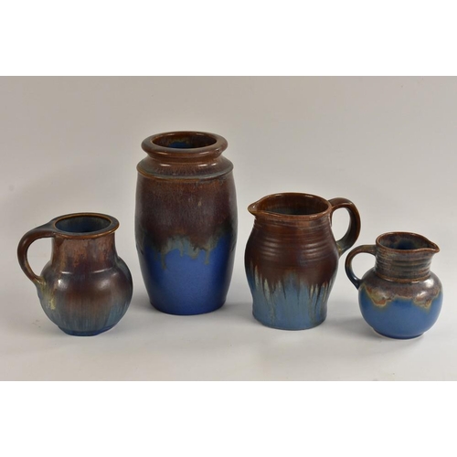 3045 - A Bourne Denby Danesby Ware Orient Ware Ashwood vase, 25cm; a Lathkill jug, 18cm; Chevin single hand... 