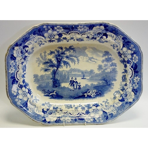 34 - A 19th century Eton College pattern shaped oval meat plate, c.1860