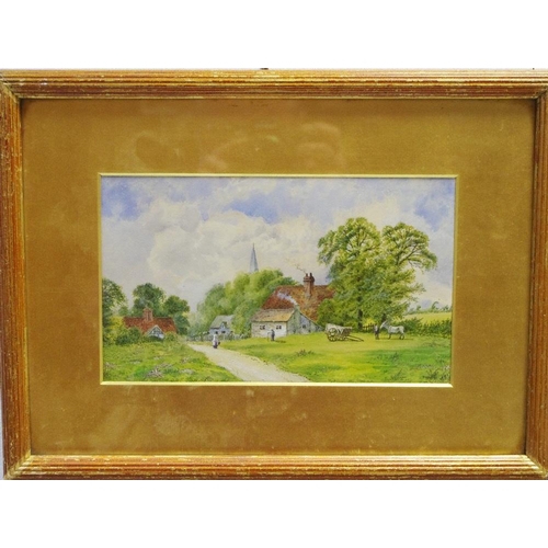 126 - English School (20th century) English Village watercolour, 14cm x 24cm