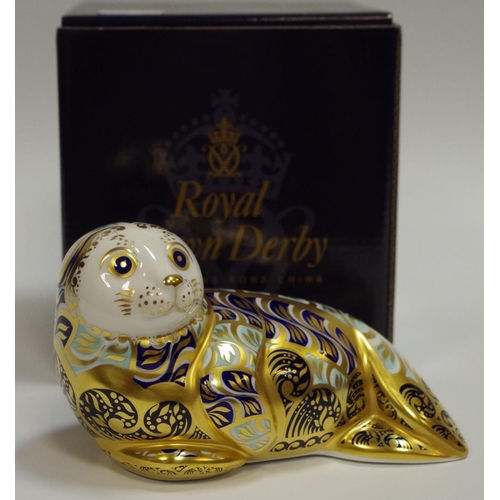 7 - A Royal Crown Derby paperweight Harbour Seal, Limited Edition, boxed, gold stopper