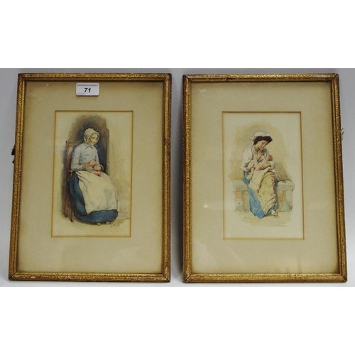 71 - George Hall Neale (1863-1940) A pair, Womanhood, Youth and Old Age signed, the elderly lady dated 18... 