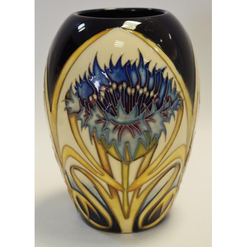 83 - A contemporary Moorcroft Cornflower pattern ovoid vase, 14cm high, impressed mark (second)