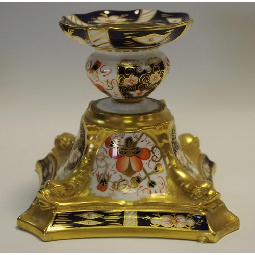 84 - Royal Crown Derby, an Imari 2451 pattern candlestick converted into a lamp base