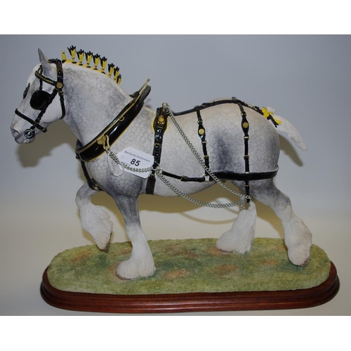 85 - A Border Fine Arts model,  'The Champion Shire' in dapple grey, by Anne Wall, wooden plinth, model N... 