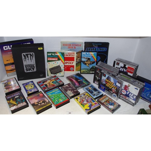 95 - Retro gaming - various ZX Spectrum games including Zaxxon, Rally Driver, Cyberun, The Neverending St... 