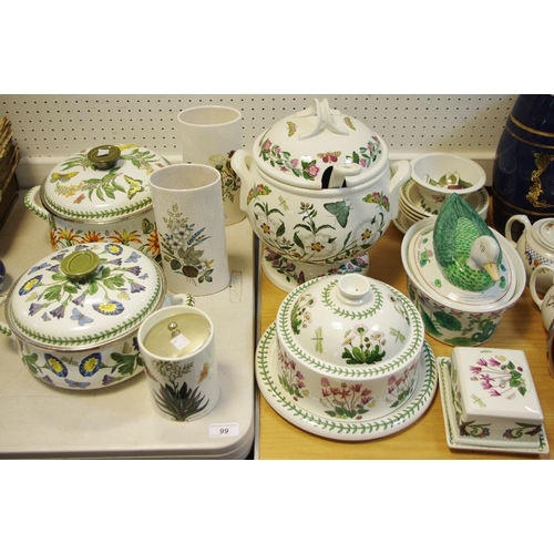 99 - Ceramics - a pair of Portmerion Botanic Gardens pattern cooking pots, vases, soup tureen and ladle ,... 