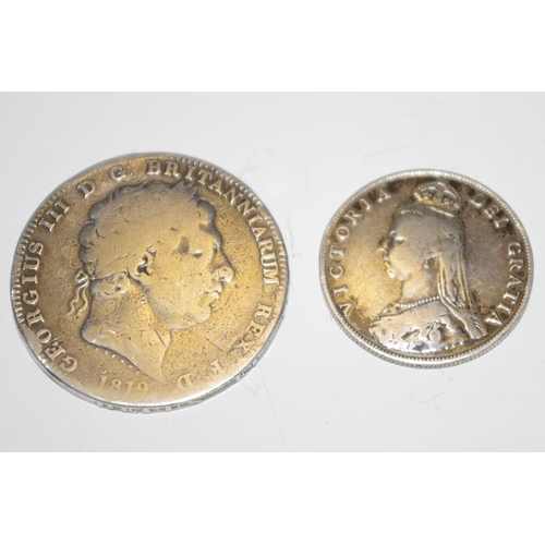 224 - A George III crown and florin.