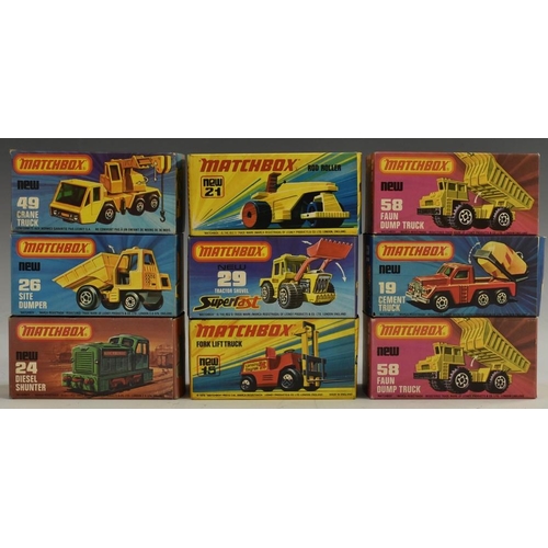 3087 - Matchbox Superfast & 75 - nine models including Faun Dump Truck no.58, another,  Rod Roller no.21, C... 