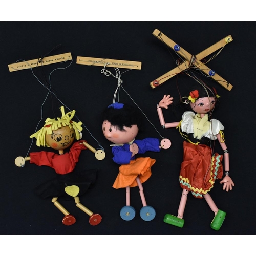 3107 - Pellham Puppets - jumpettes Florence, white collar, blue blouse, orange skirt; another Girl, red blo... 