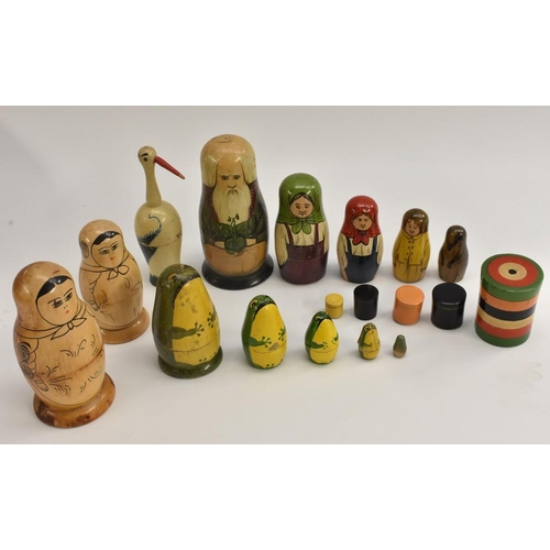 3120 - Toys & Games - A hand painted Russian doll family, comprising Dog, Boy, Girl, Mother and Father, 58m... 