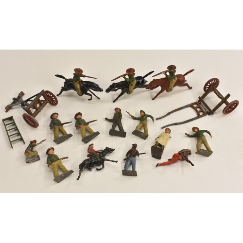 3128 - Hollow Cast Toys - Britain's and similar painted metal figures, American Wild West mounted riflemen,... 