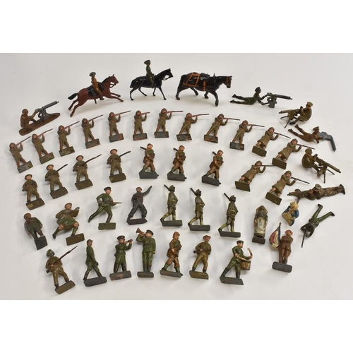 3130 - Hollow Cast Toys - Britain's and Jo Hill Co painted metal soldiers etc, inc Mounted Officer, machine... 