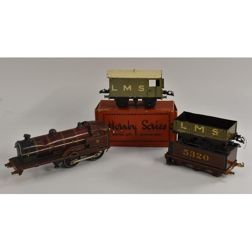 3148 - O Gauge - a Bing for Basset Lowke clockwork locomotive and tender, Mercury, maroon and black livery,... 