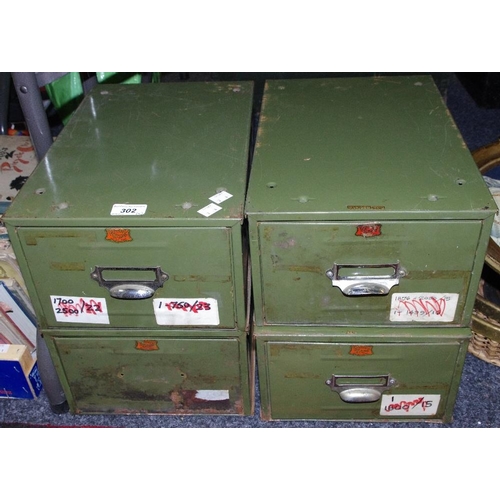 484 - Four vintage tin,table top one drawer filing cabinets.