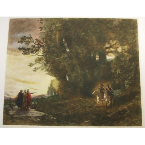 50 - Jean Baptiste Camille Corot, after, H Scott Bridgwaer, by, Dance of the Nymphs, coloured mezzotint, ... 