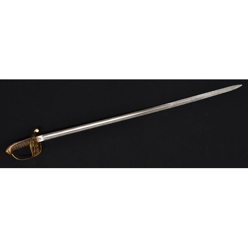 3074 - An 1854 pattern Infantry officers sword, 82.5cm blade with standard etching and VR cypher