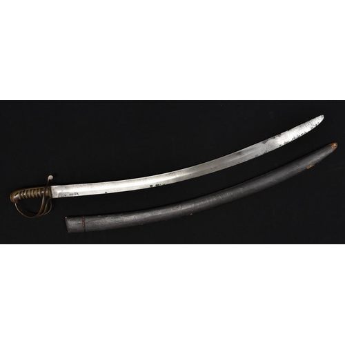 3090 - An Indian Native Cavalry ''Paget'' pattern sword, 79.5cm curved blade, brass three bar 1821 pattern ... 