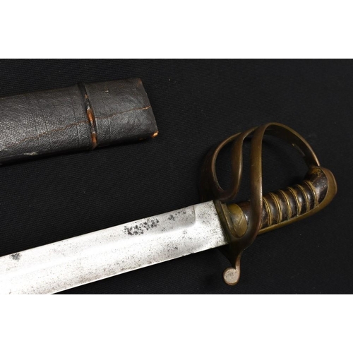 3090 - An Indian Native Cavalry ''Paget'' pattern sword, 79.5cm curved blade, brass three bar 1821 pattern ... 