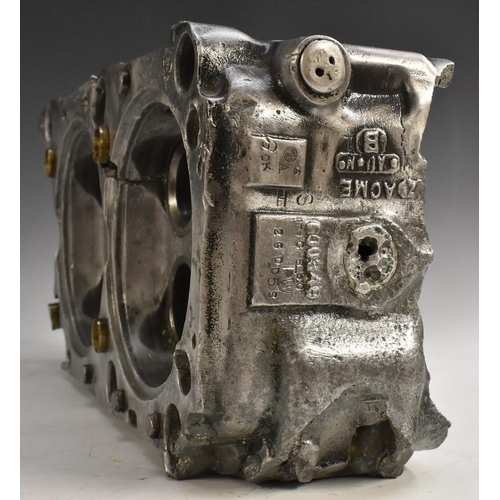 3278 - Wartime Salvage - an aeroplane cylinder head, from a wreck, with signs of heavy impact, stamped in r... 