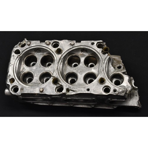 3278 - Wartime Salvage - an aeroplane cylinder head, from a wreck, with signs of heavy impact, stamped in r... 