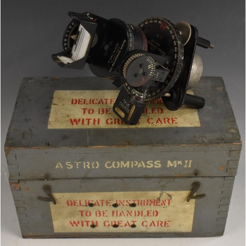 3305 - World War Two - RAF, a MkII Astrocompass, 19cm high, cased