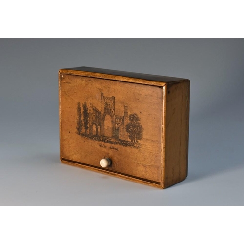 3087 - A 19th century Scottish souvenir timber rectangular box, hinged cover transfer printed with a named ... 