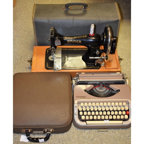 5026 - A Singer sewing machine, no.8628323; a Scheidegger Princess Matic type writer (2)