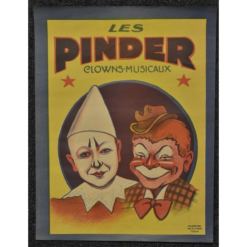 3000 - A set of four Vintage French Posters; Les Pinders Clowns Musicaux; Le Cirque Des Cirques 'Rover'; Le... 