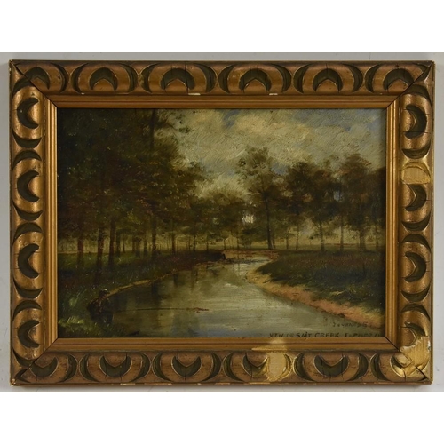 3009 - American/Canadian School? (early 20th century) View of Salt Creek ** inscribed, oil on board, 17cm x... 