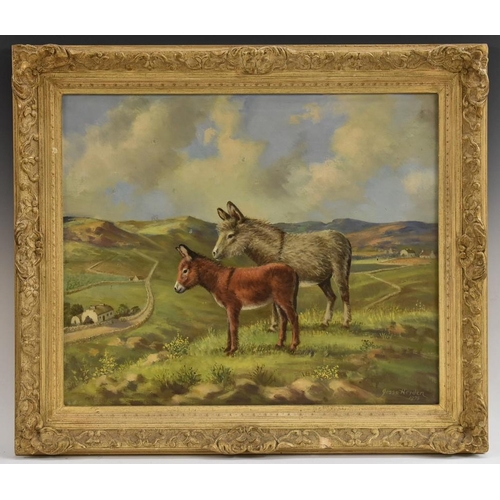 3016 - Arthur Jesse Heyden (1916 - 1990) Donkey and Jenny signed, dated 1976, oil on board, 48cm x 58cm