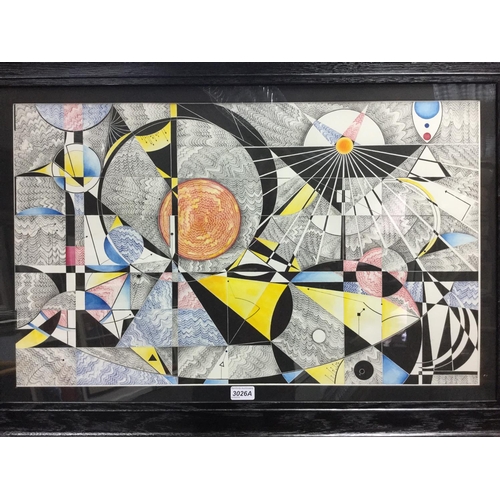 3026A - British Modern School The Motion of Astronomical Forms signed, ink and watercolour, 45cm x 74cm