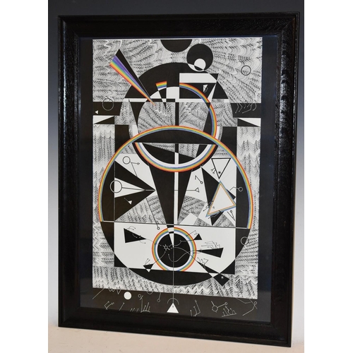 3029A - British Modern School The Animation of Abstract Forms signed, ink and watercolour, 64cm x 46cm