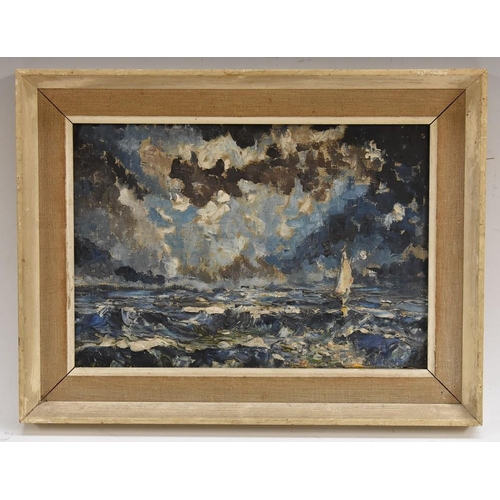 3034 - Carnegie (British Impressionist, 20th century) Sailing the Seas signed, fragmentary inscribed label ... 