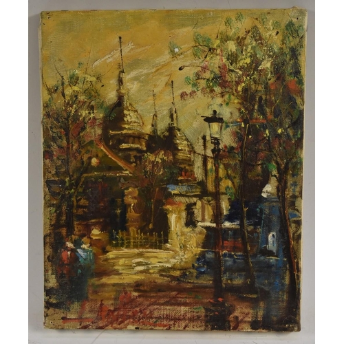 3047 - Continental School (20th century) Impressionist Street Scene indistinctly signed, oil on canvas, 27c... 