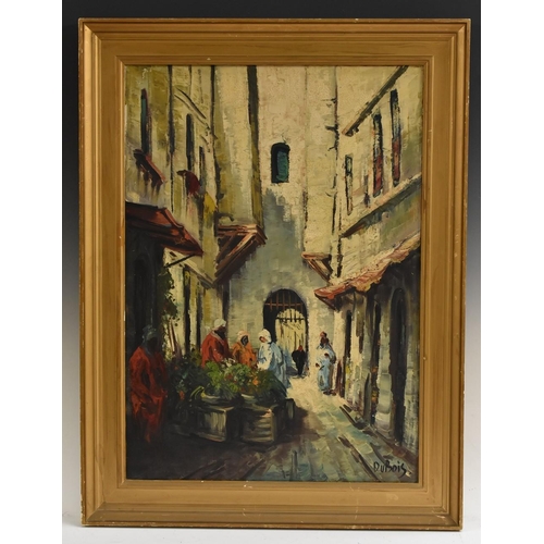 3061 - Dubois (continental school) Middle Eastern Market Scene signed, oil on canvas, 71cm x 50.5cm