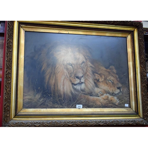 218 - After Landseer, a large 19th century Pears print, Lions