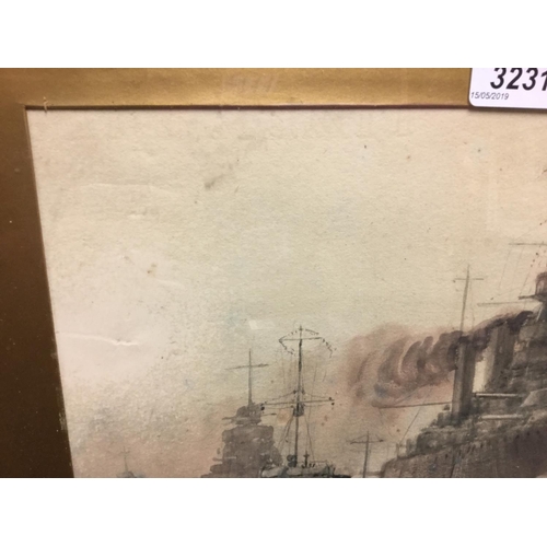 3231 - W. Minshall Birchall Battle Cruisers at Sea signed, watercolour, 24cm x 33cm