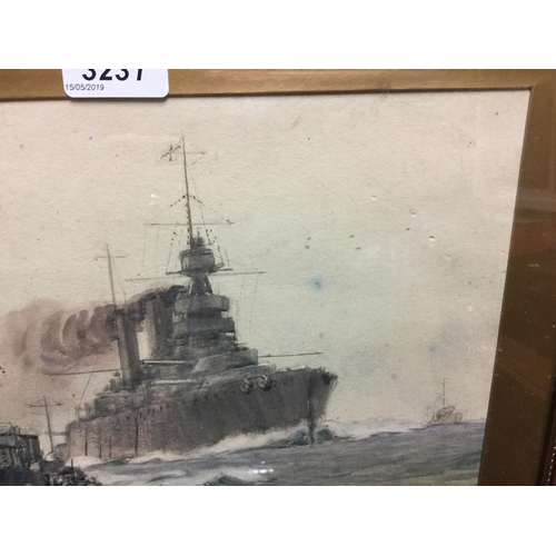 3231 - W. Minshall Birchall Battle Cruisers at Sea signed, watercolour, 24cm x 33cm