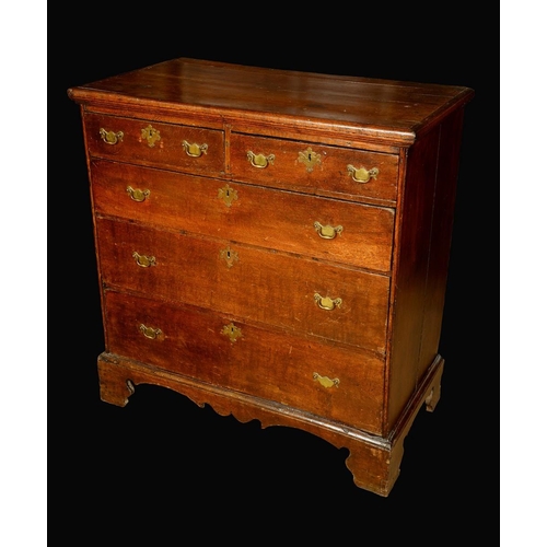 457 - An early 18th century oak chest, rectangular top with moulded edge above two short and three graduat... 