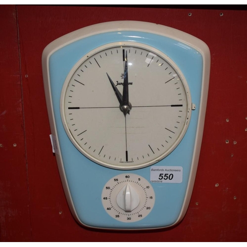 550 - A 1950's Junghans ceramic kitchen clock, with timer