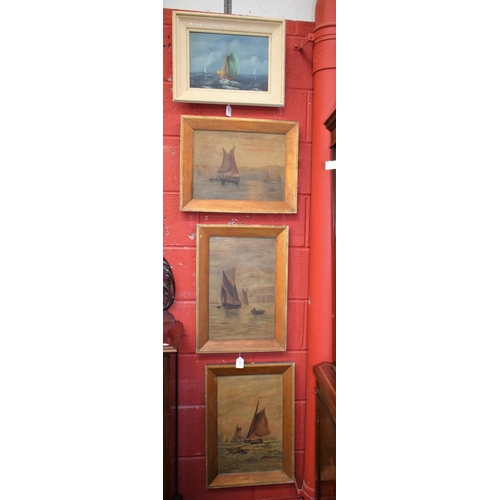 571 - English School A set of three, Sailing Boats unsigned, oils on canvas; another, similar (4)