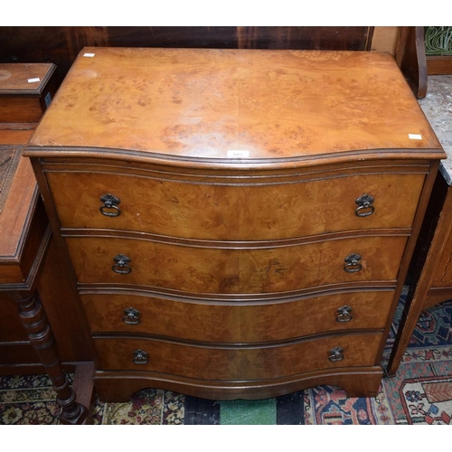 587 - An 18th century style walnut serpentine chest of drawers