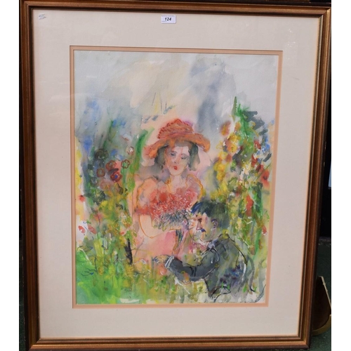 124 - Michael Gibbison (Bn.1937) The Gardener signed, watercolour, 73cm x 53cm