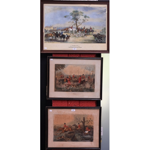 127 - A pair of Hunting prints, The Run, and The Death; a print, Lord Stamford, with The Quorn Hounds (3)