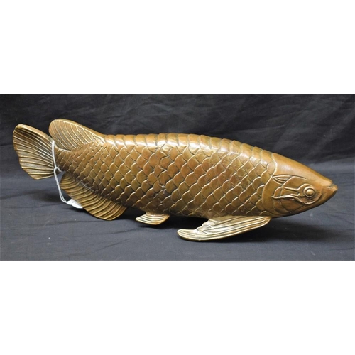 134 - Contemporary School, gilt bronzed, Carp, 42.5cm long