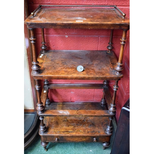 154 - A 19th century walnut Canterbury whatnot, 118cm high