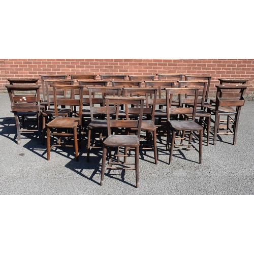 163 - A harlequin set of twenty elm chapel chairs (20)